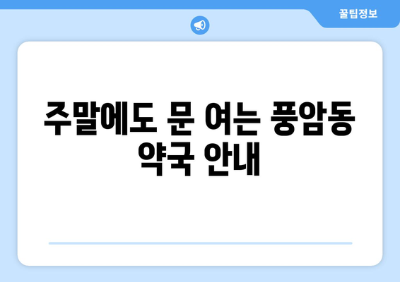 광주시 서구 풍암동 24시간 토요일 일요일 휴일 공휴일 야간 약국