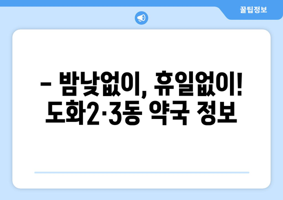 인천시 미추홀구 도화2·3동 24시간 토요일 일요일 휴일 공휴일 야간 약국