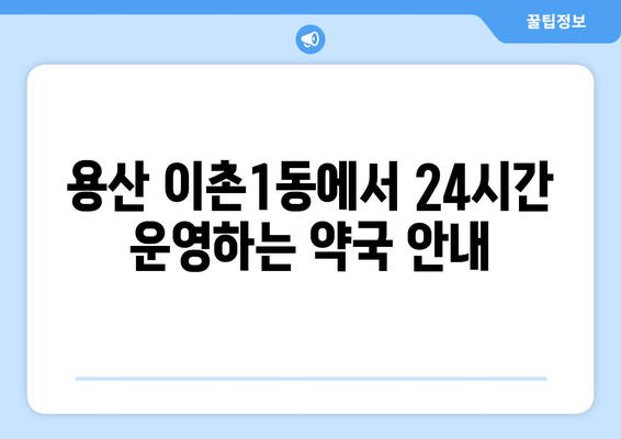 서울시 용산구 이촌제1동 24시간 토요일 일요일 휴일 공휴일 야간 약국