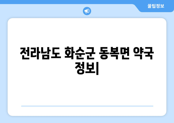 전라남도 화순군 동복면 24시간 토요일 일요일 휴일 공휴일 야간 약국