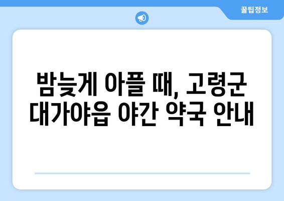 경상북도 고령군 대가야읍 24시간 토요일 일요일 휴일 공휴일 야간 약국