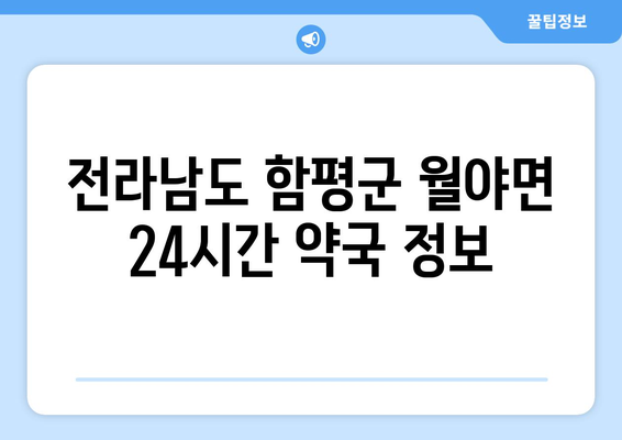 전라남도 함평군 월야면 24시간 토요일 일요일 휴일 공휴일 야간 약국