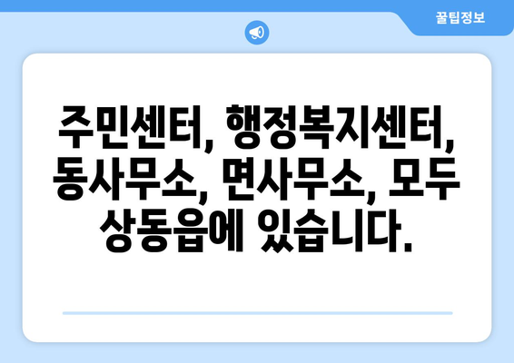 강원도 영월군 상동읍 주민센터 행정복지센터 주민자치센터 동사무소 면사무소 전화번호 위치