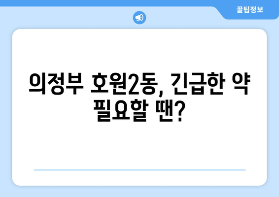 경기도 의정부시 호원2동 24시간 토요일 일요일 휴일 공휴일 야간 약국