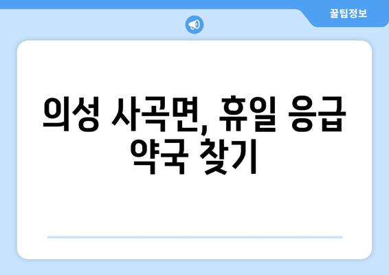 경상북도 의성군 사곡면 24시간 토요일 일요일 휴일 공휴일 야간 약국