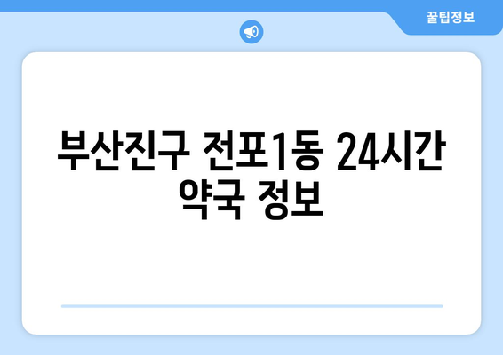 부산시 부산진구 전포1동 24시간 토요일 일요일 휴일 공휴일 야간 약국