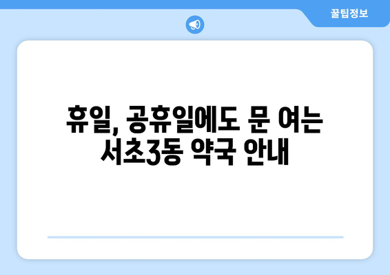 서울시 서초구 서초3동 24시간 토요일 일요일 휴일 공휴일 야간 약국