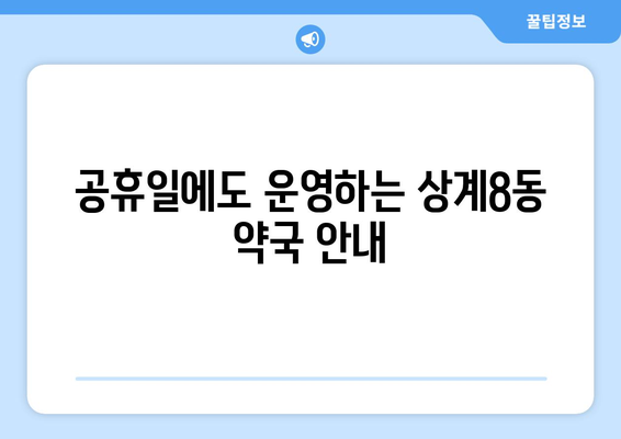 서울시 노원구 상계8동 24시간 토요일 일요일 휴일 공휴일 야간 약국