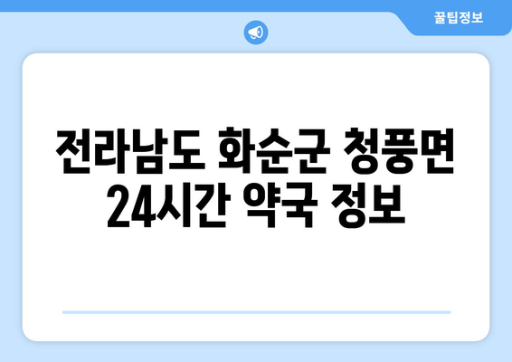 전라남도 화순군 청풍면 24시간 토요일 일요일 휴일 공휴일 야간 약국