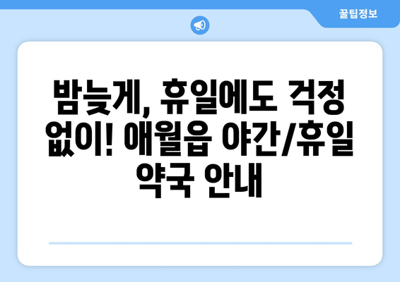 제주도 제주시 애월읍 24시간 토요일 일요일 휴일 공휴일 야간 약국