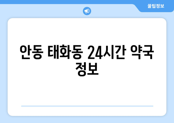 경상북도 안동시 태화동 24시간 토요일 일요일 휴일 공휴일 야간 약국