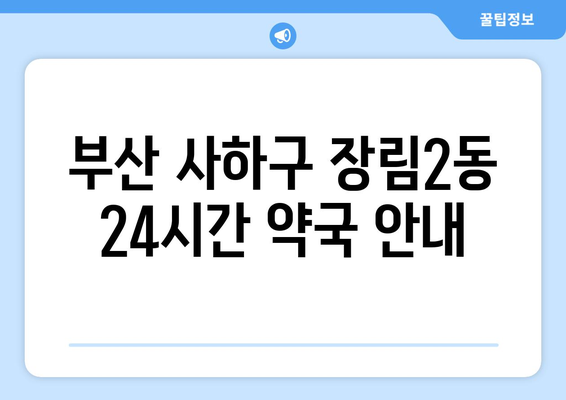 부산시 사하구 장림2동 24시간 토요일 일요일 휴일 공휴일 야간 약국