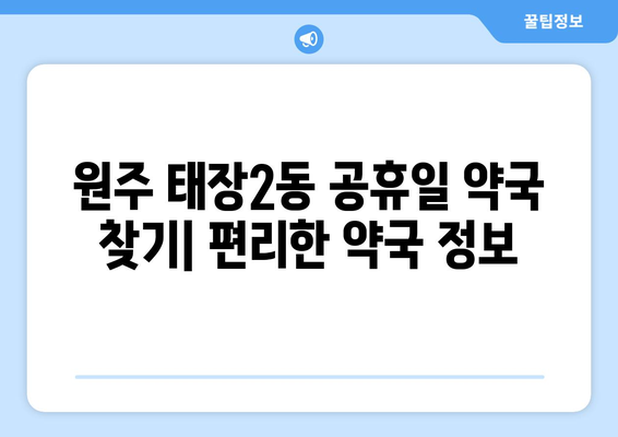 강원도 원주시 태장2동 24시간 토요일 일요일 휴일 공휴일 야간 약국