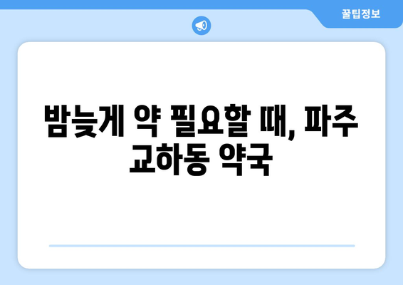 경기도 파주시 교하동 24시간 토요일 일요일 휴일 공휴일 야간 약국