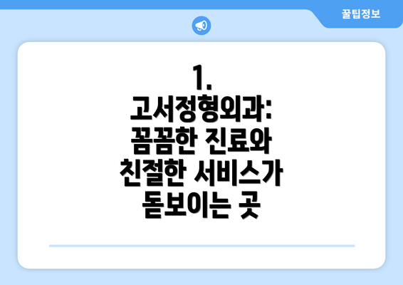 1.  고서정형외과: 꼼꼼한 진료와 친절한 서비스가 돋보이는 곳