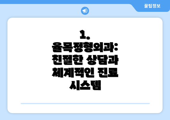 1. 율목정형외과:  친절한 상담과 체계적인 진료 시스템