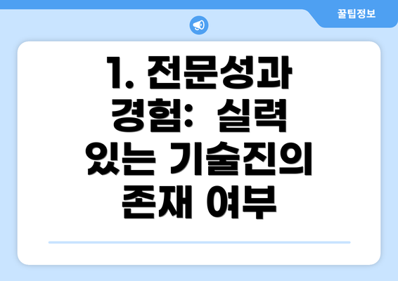 1. 전문성과 경험:  실력 있는 기술진의 존재 여부