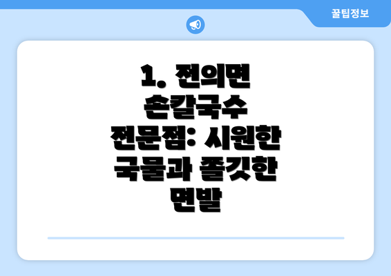 1. 전의면 손칼국수 전문점: 시원한 국물과 쫄깃한 면발