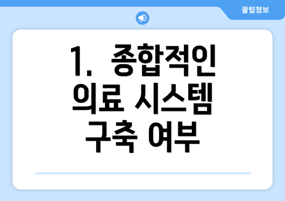 1.  종합적인 의료 시스템 구축 여부