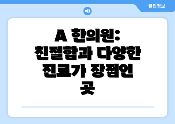 A 한의원: 친절함과 다양한 진료가 장점인 곳