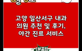 고양 일산서구 내과 의원 추천 및 후기, 야간 진료 서비스