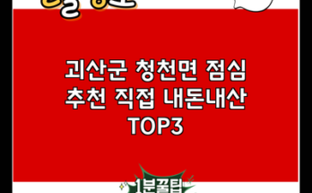 괴산군 청천면 점심 추천 직접 내돈내산 TOP3