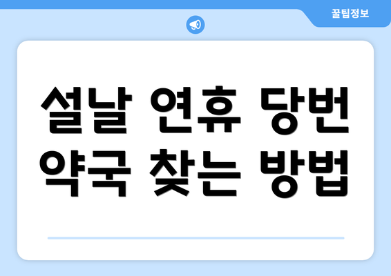 설날 연휴 당번 약국 찾는 방법