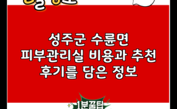 성주군 수륜면 피부관리실 비용과 추천 후기를 담은 정보