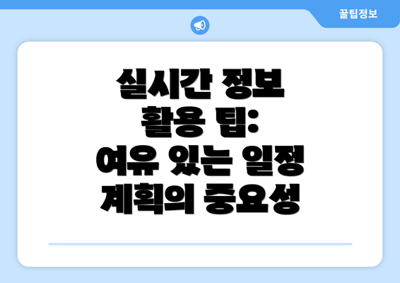 실시간 정보 활용 팁:  여유 있는 일정 계획의 중요성