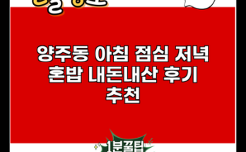 양주동 아침 점심 저녁 혼밥 내돈내산 후기 추천