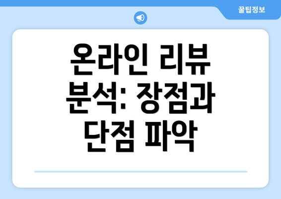 온라인 리뷰 분석: 장점과 단점 파악