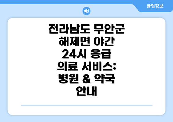 전라남도 무안군 해제면 야간 24시 응급 의료 서비스: 병원 & 약국 안내