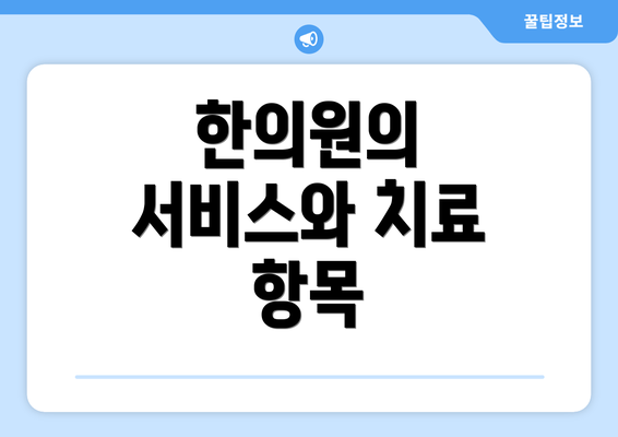 한의원의 서비스와 치료 항목