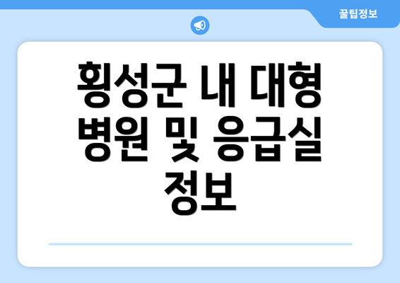 횡성군 내 대형 병원 및 응급실 정보