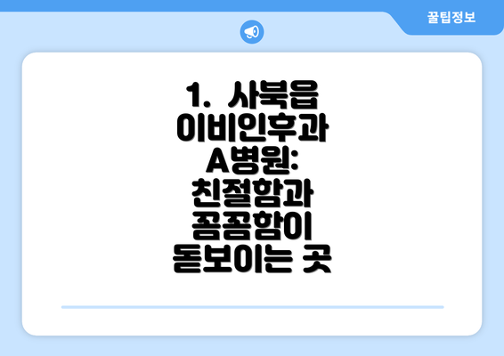 1.  사북읍 이비인후과 A병원: 친절함과 꼼꼼함이 돋보이는 곳