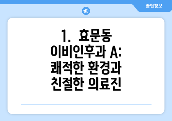 1.  효문동 이비인후과 A: 쾌적한 환경과 친절한 의료진