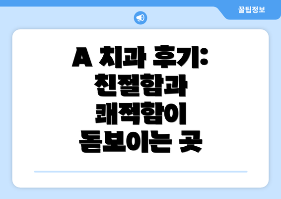 A 치과 후기:  친절함과 쾌적함이 돋보이는 곳