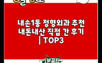 내손1동 정형외과 추천 내돈내산 직접 간 후기 | TOP3