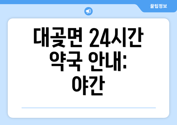 대곶면 24시간 약국 안내: 야간