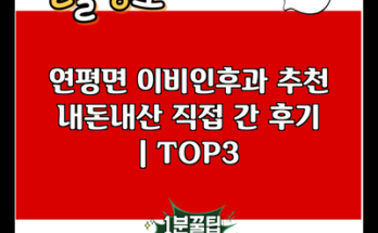 연평면 이비인후과 추천 내돈내산 직접 간 후기 | TOP3