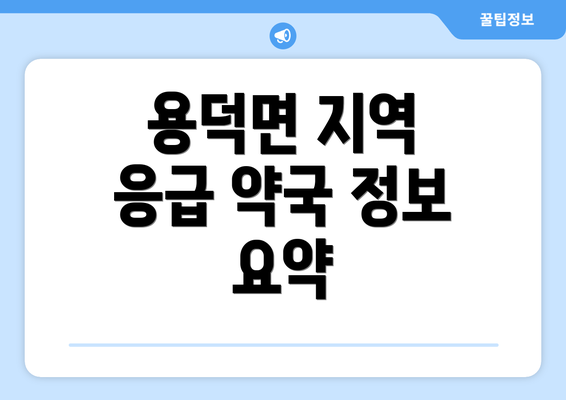 용덕면 지역 응급 약국 정보 요약