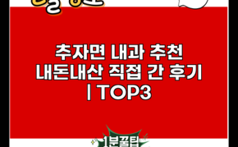 추자면 내과 추천 내돈내산 직접 간 후기 | TOP3