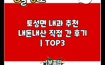 토성면 내과 추천 내돈내산 직접 간 후기 | TOP3